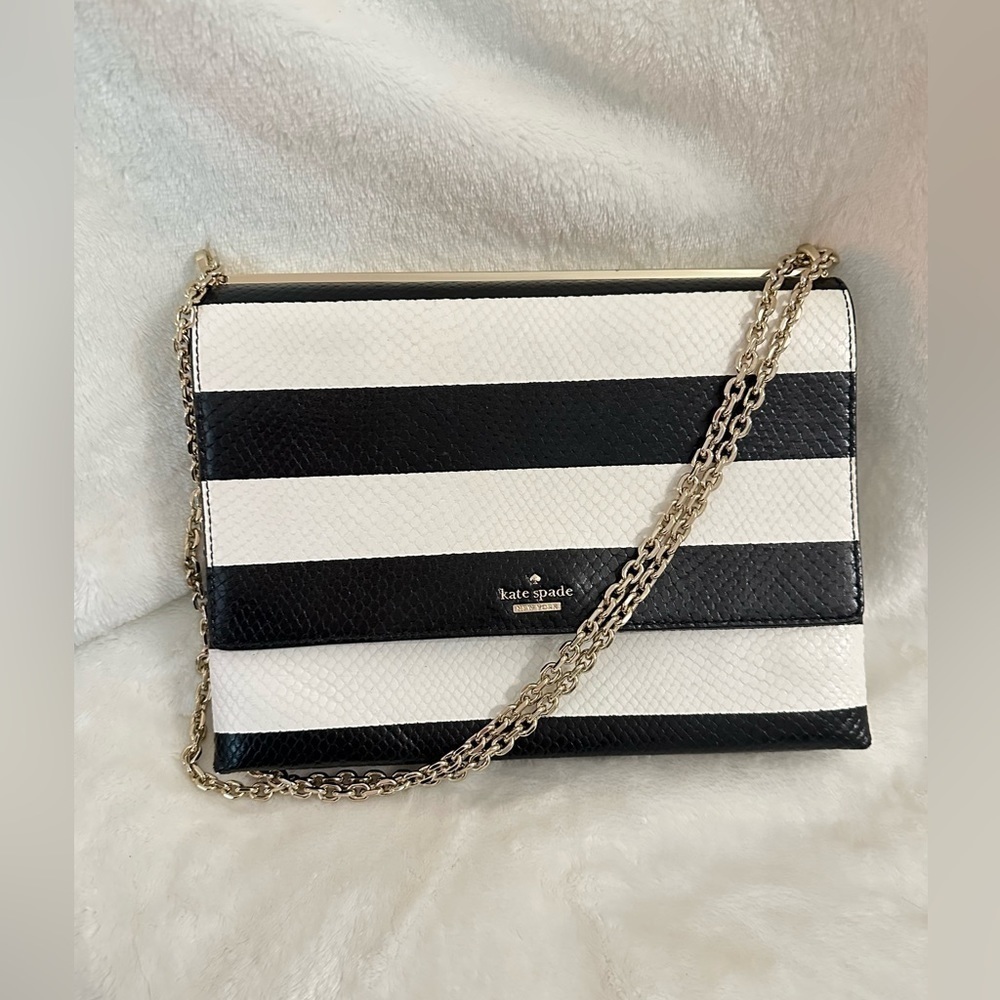 Kate spade embossed leather bag - chic black and white - Picture 1 of 13